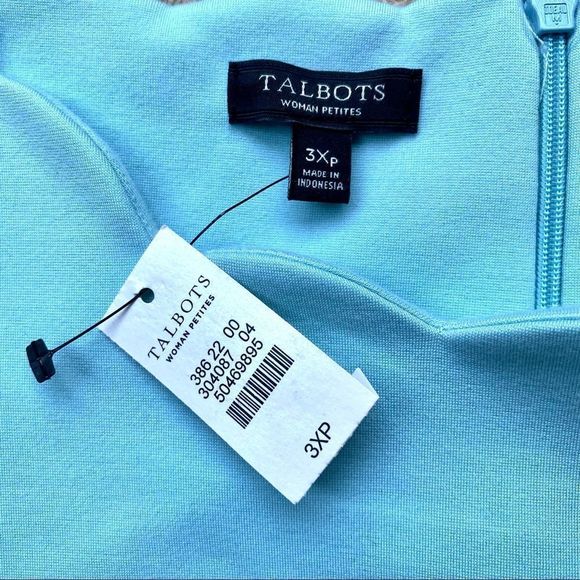 NWT Talbots Scallop Neck Robin Egg Color Short Sleeve Blouse Size 3X P - Picture 2 of 6